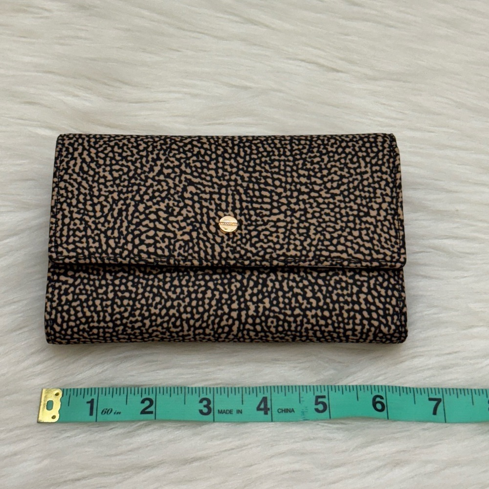 BORBONESE - BLACK TAN NYLON OP NATURALE NERO MEDIUM SIZED TRIFOLD SNAP WALLET - Picture 15 of 16